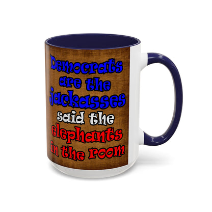 donkeys and elephants - Accent Mug (brown papyrus)