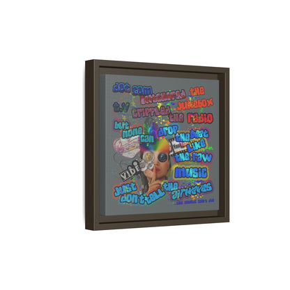 drop the beat - framed canvas art (dark grey)