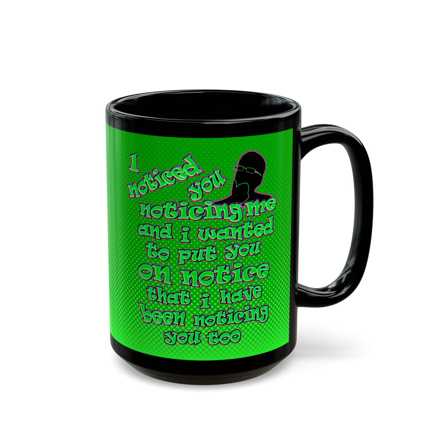 noticed you noticing - Black Mug (logo green)