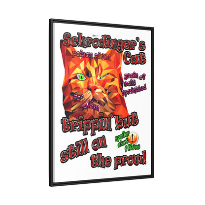 schrodinger's cat - framed canvas art (white)