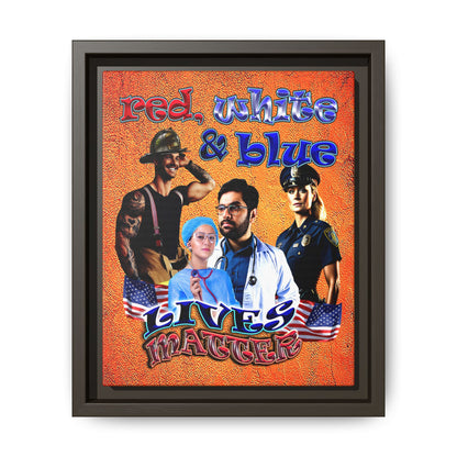rw&b lives matter - framed canvas art (burnt orange)