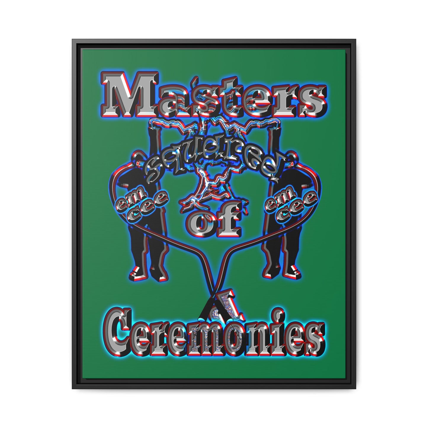 em cee squared - framed canvas art (dark green)