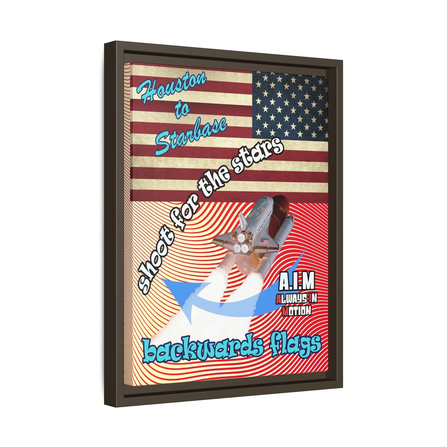 shoot for the stars - framed canvas art (yellow-orange wave)