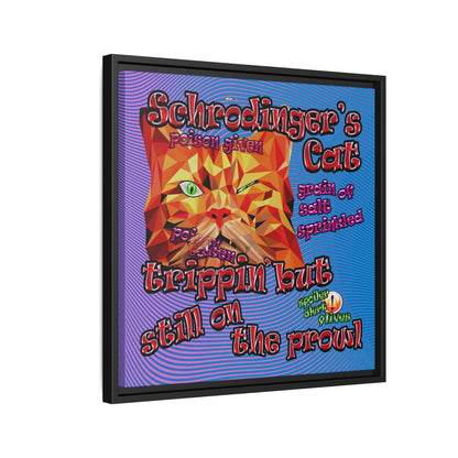 schrodinger's cat - framed canvas art (light blue-purple wave)