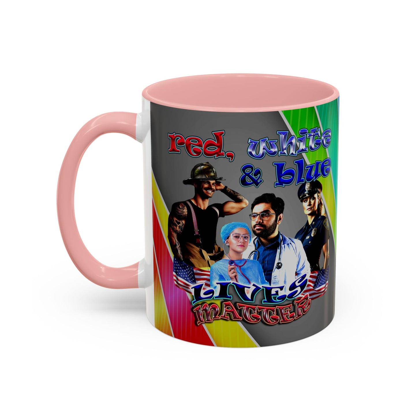 rw&b lives matter - Accent Mug (rainbow split)