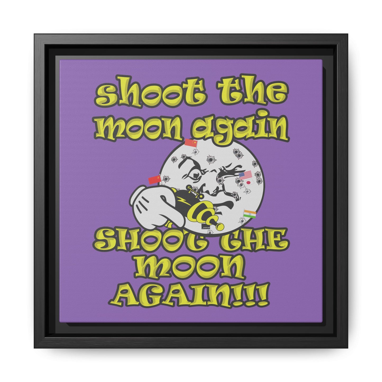 shoot the moon again - framed canvas art (light purple)