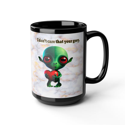I don't care that your grey - Black Mug (white marble)