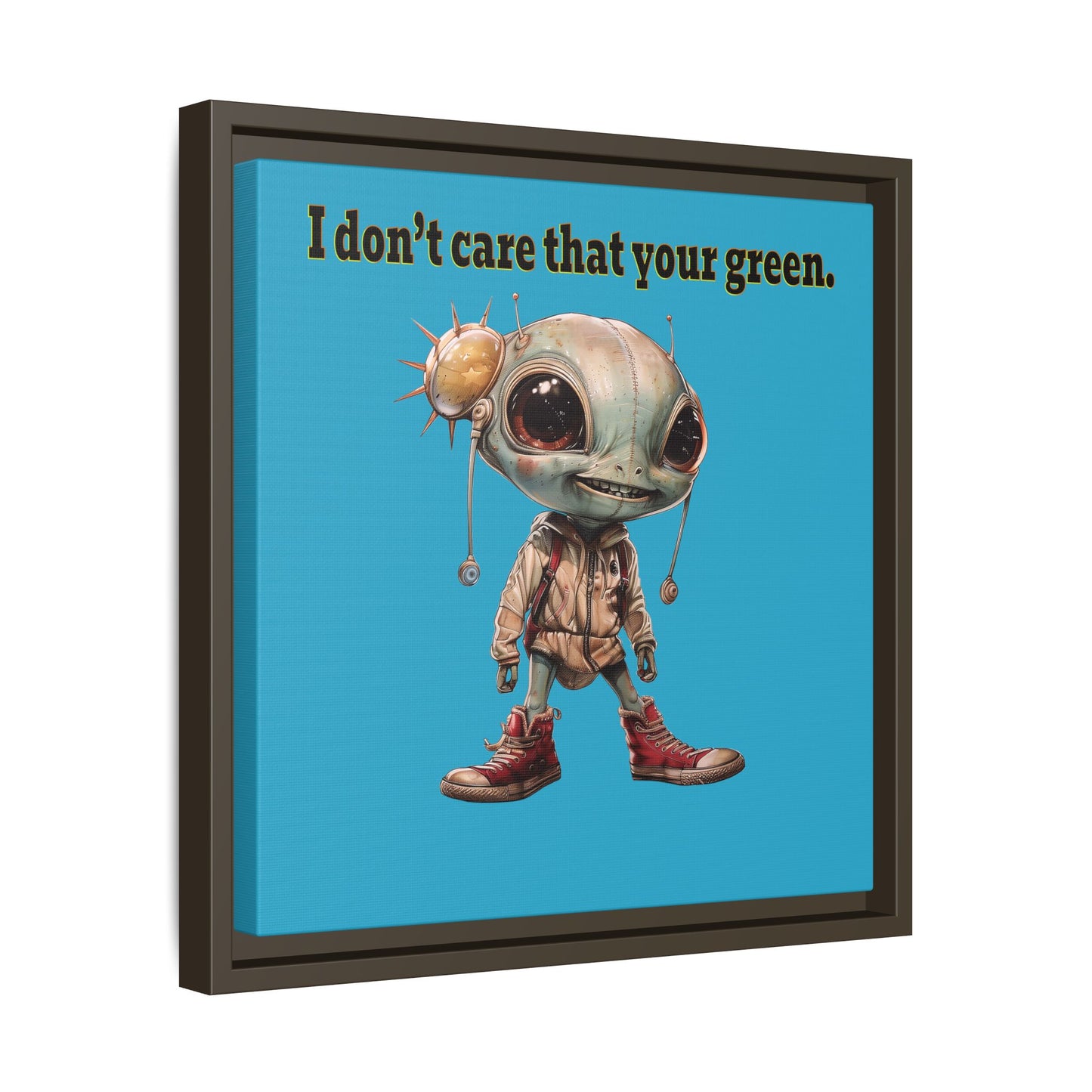 I don't care that your green - framed canvas art (turquoise)