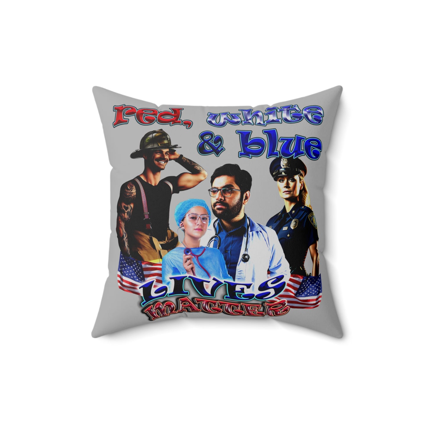 rw&b lives matter - Spun Polyester Square Pillow - (light grey)