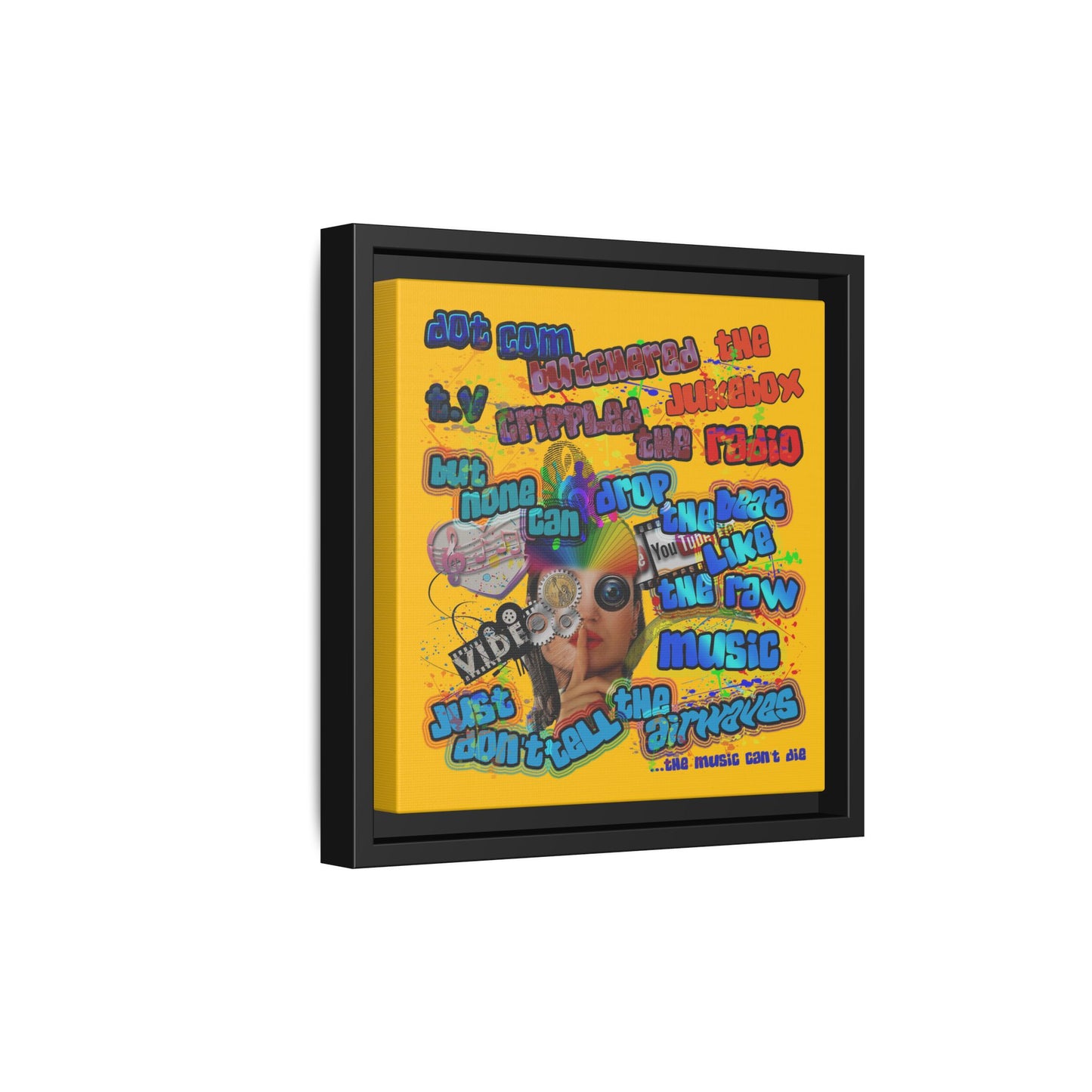 drop the beat - framed canvas art (yellow)