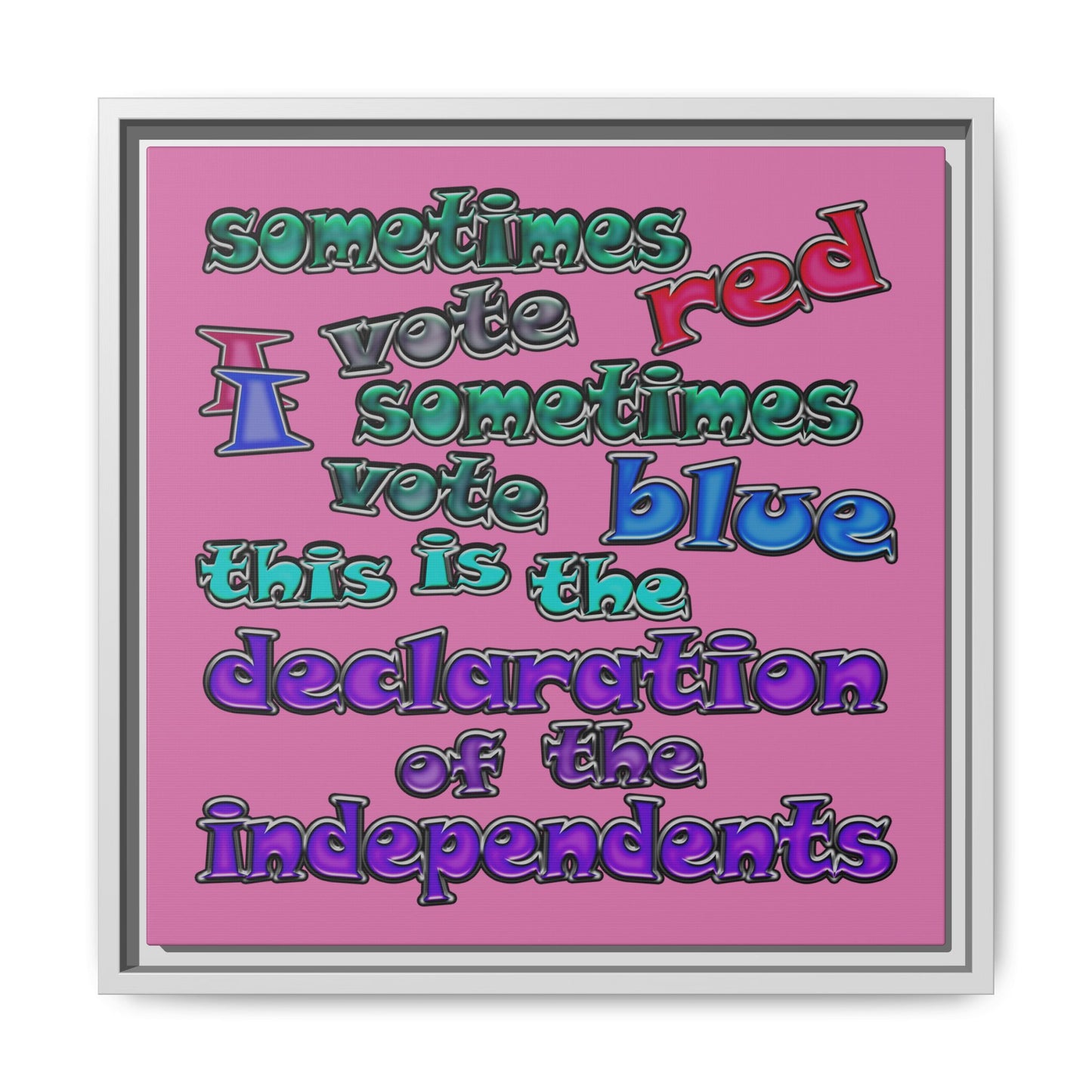 declaration of the independents - framed canvas art (light pink)