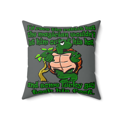 turtle race - Faux Suede Square Pillow - (dark grey)