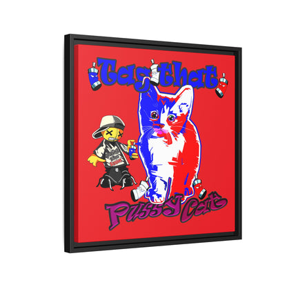 tag that - framed canvas art (red)