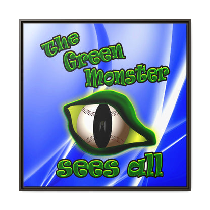 green monster - framed canvas art (blue-white wave)