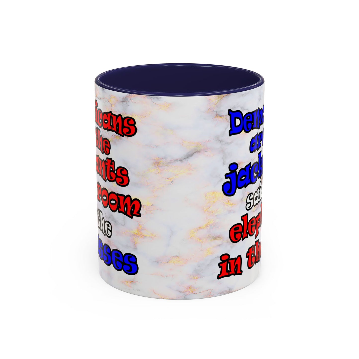 donkeys and elephants - Accent Mug (white marble)