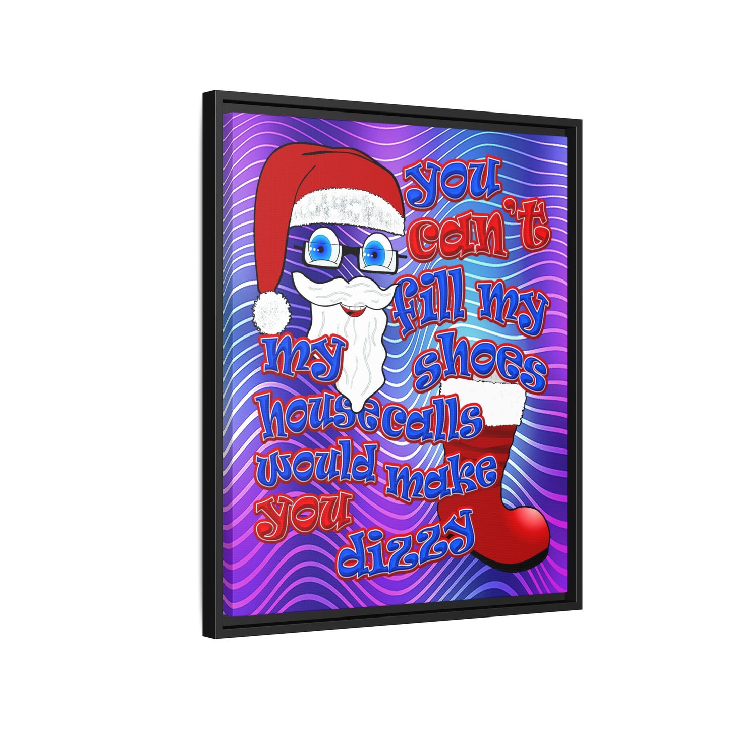 santa's shoes - framed canvas art (purple wave)