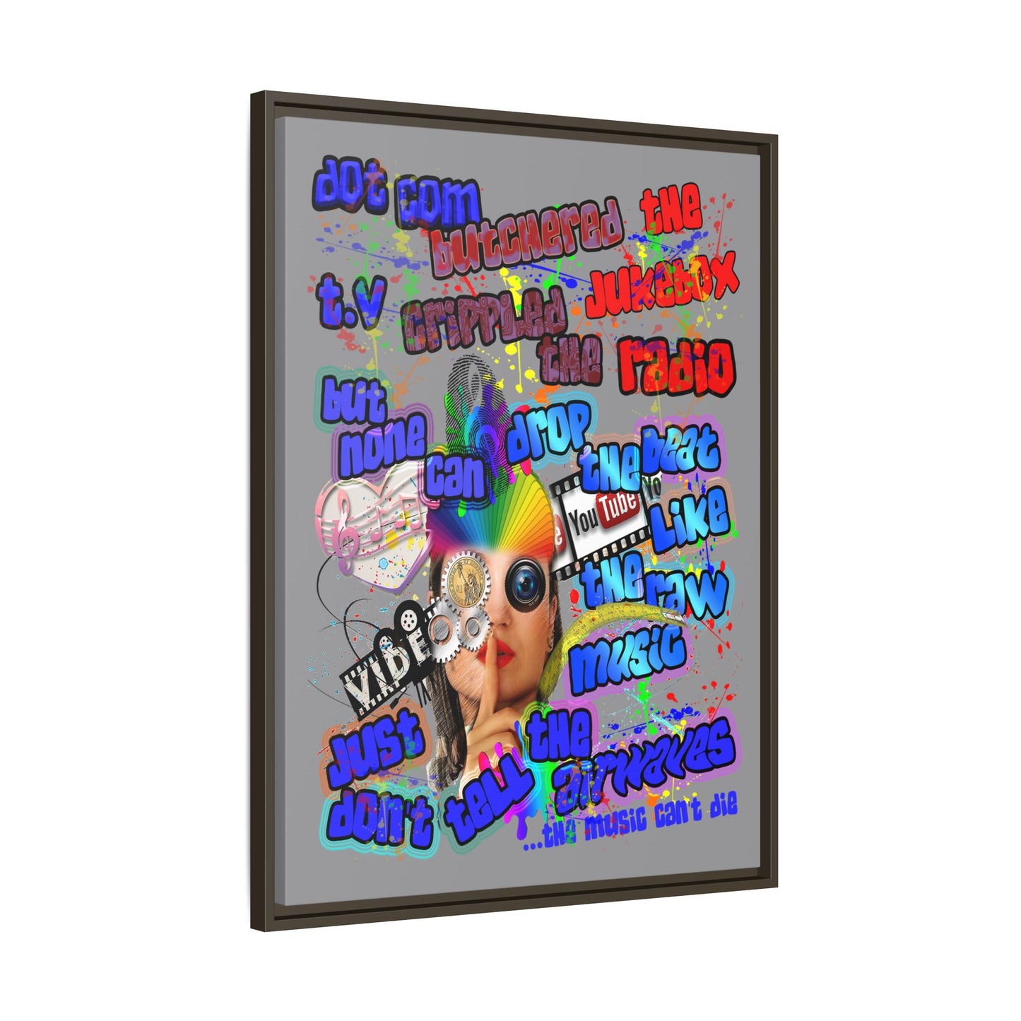 drop the beat - framed canvas art (grey)