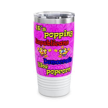 popping like popcorn - Ringneck Tumbler, 20oz (pink swirl)