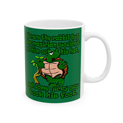 turtle race - White Mug (dark green)