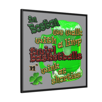 celtics logo - framed canvas art (grey)