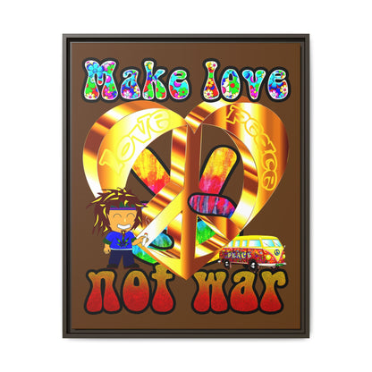 love peace - framed canvas art (brown)