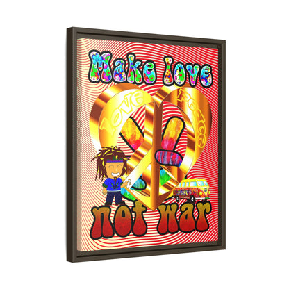 love peace - framed canvas art (yellow-orange wave)