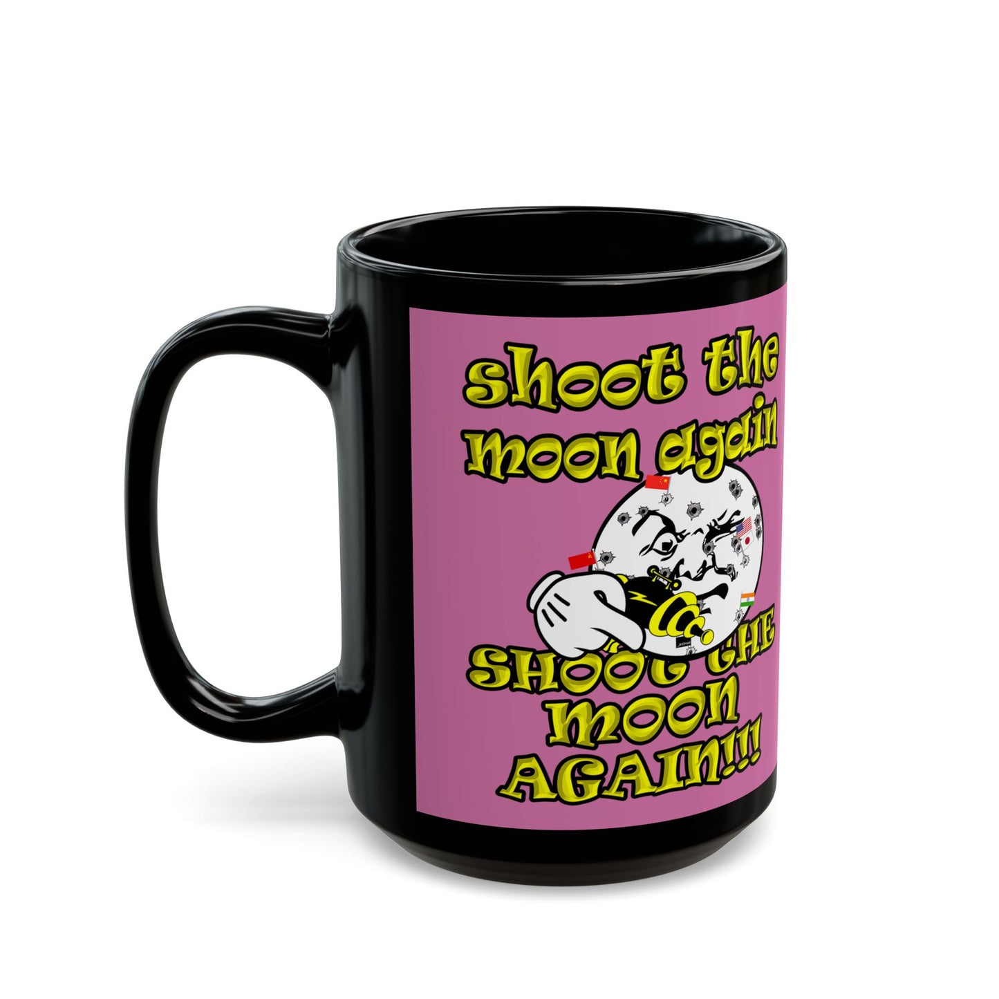 shoot the moon again - Black Mug (light pink)