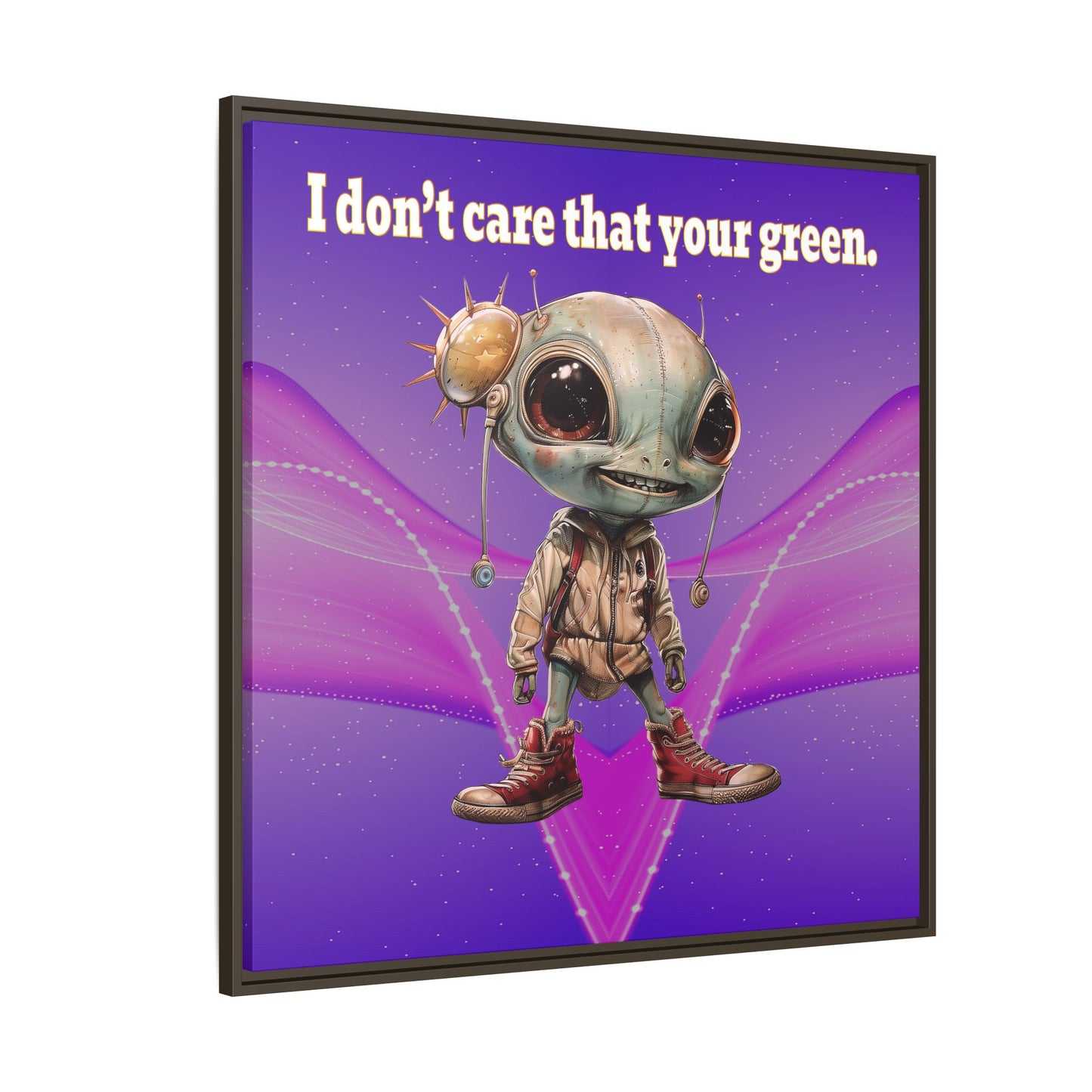 I don't care that your green - framed canvas art (purple-pink wave)