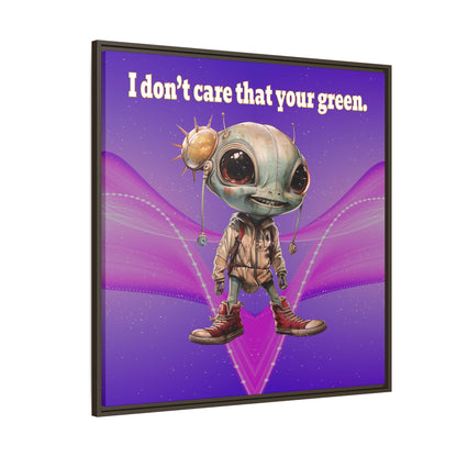 I don't care that your green - framed canvas art (purple-pink wave)
