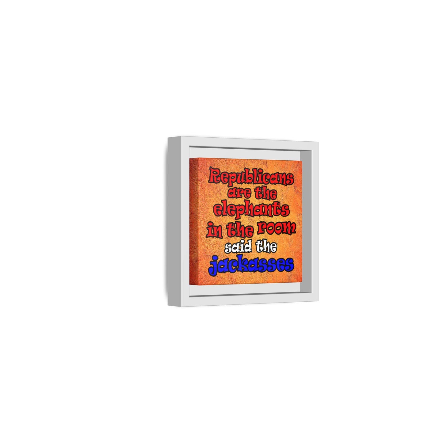 donkeys and elephants - framed canvas art (burnt orange)