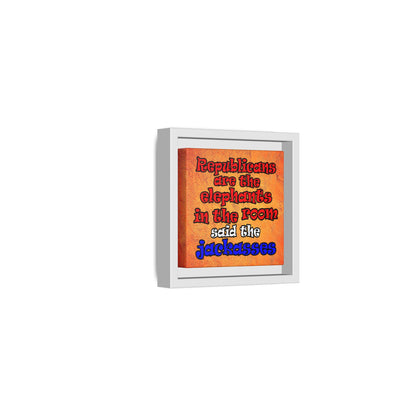 donkeys and elephants - framed canvas art (burnt orange)