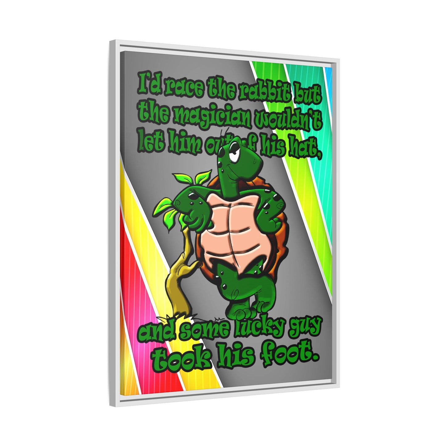 turtle race - framed canvas art (rainbow split)