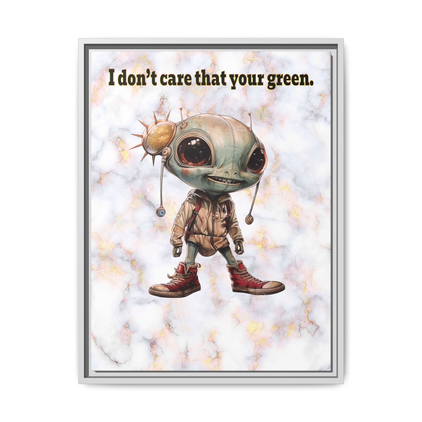 I don't care that your green - framed canvas art (white marble)