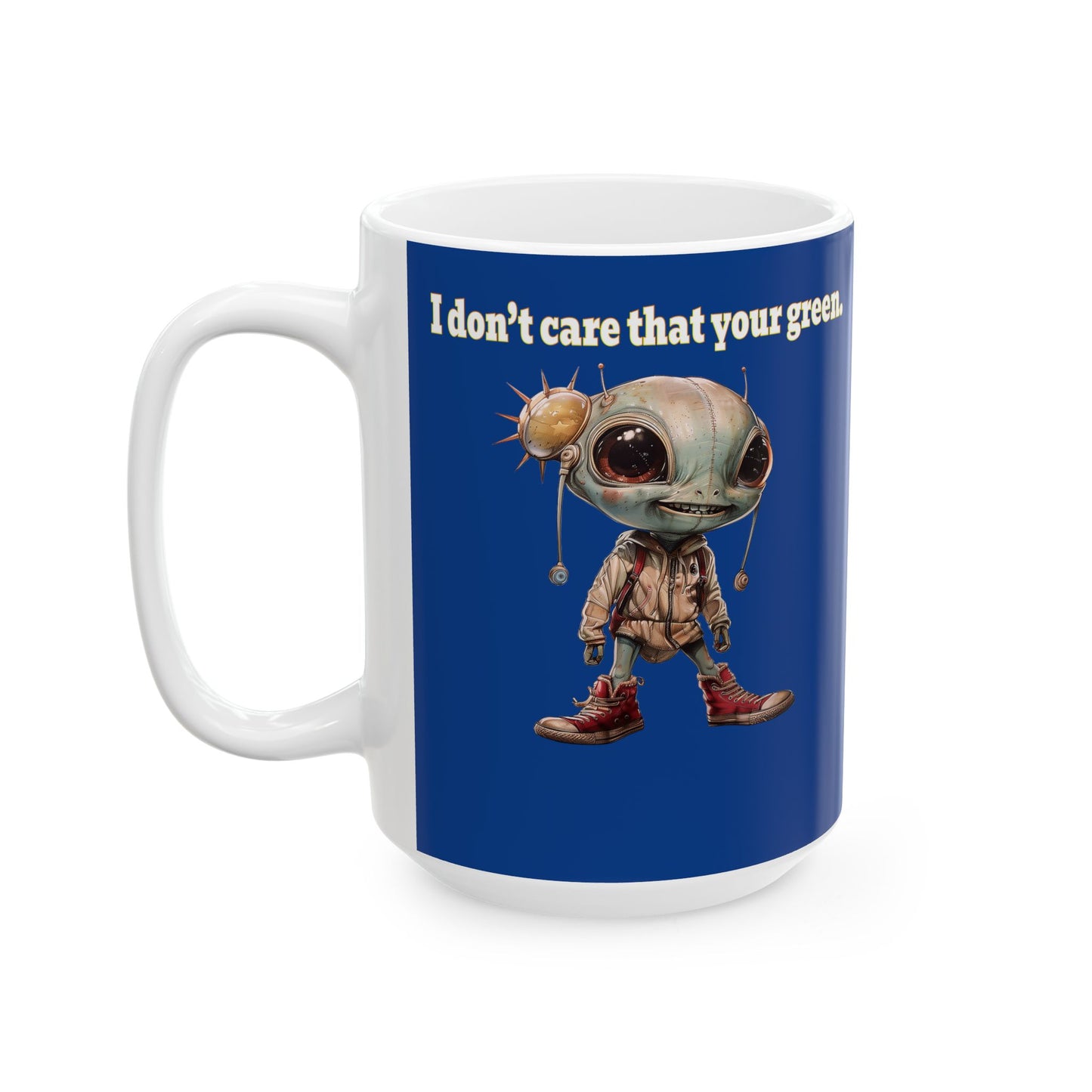 I don't care that your grey - White Mug (dark blue)