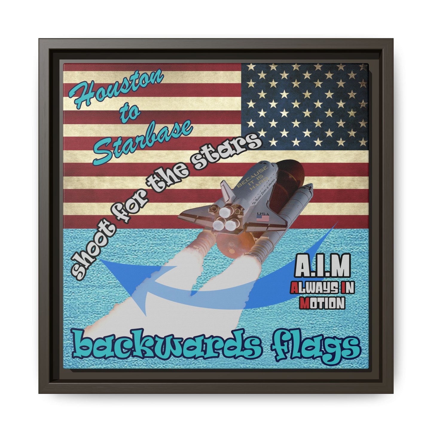 shoot for the stars - framed canvas art (faded blue)