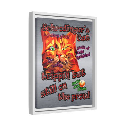 schrodinger's cat - framed canvas art (brushed nickel)