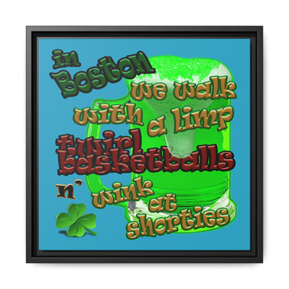 celtics logo - framed canvas art (turquoise)