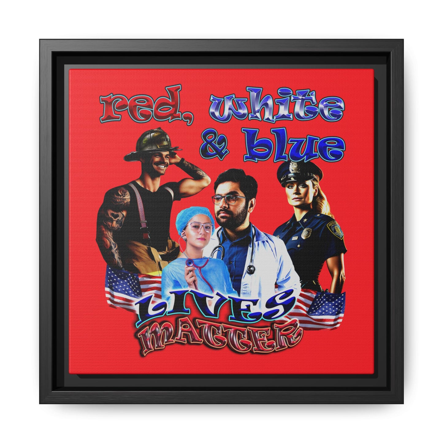 rw&b lives matter - framed canvas art (red)