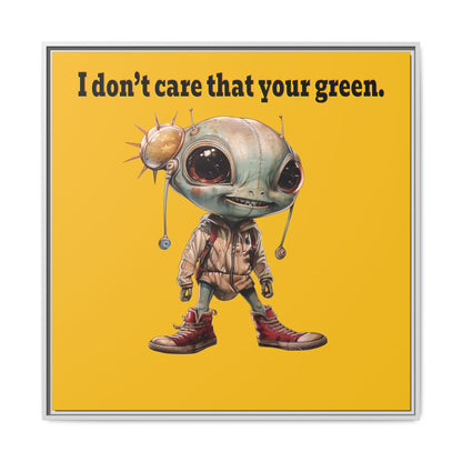 I don't care that your green - framed canvas art (yellow)