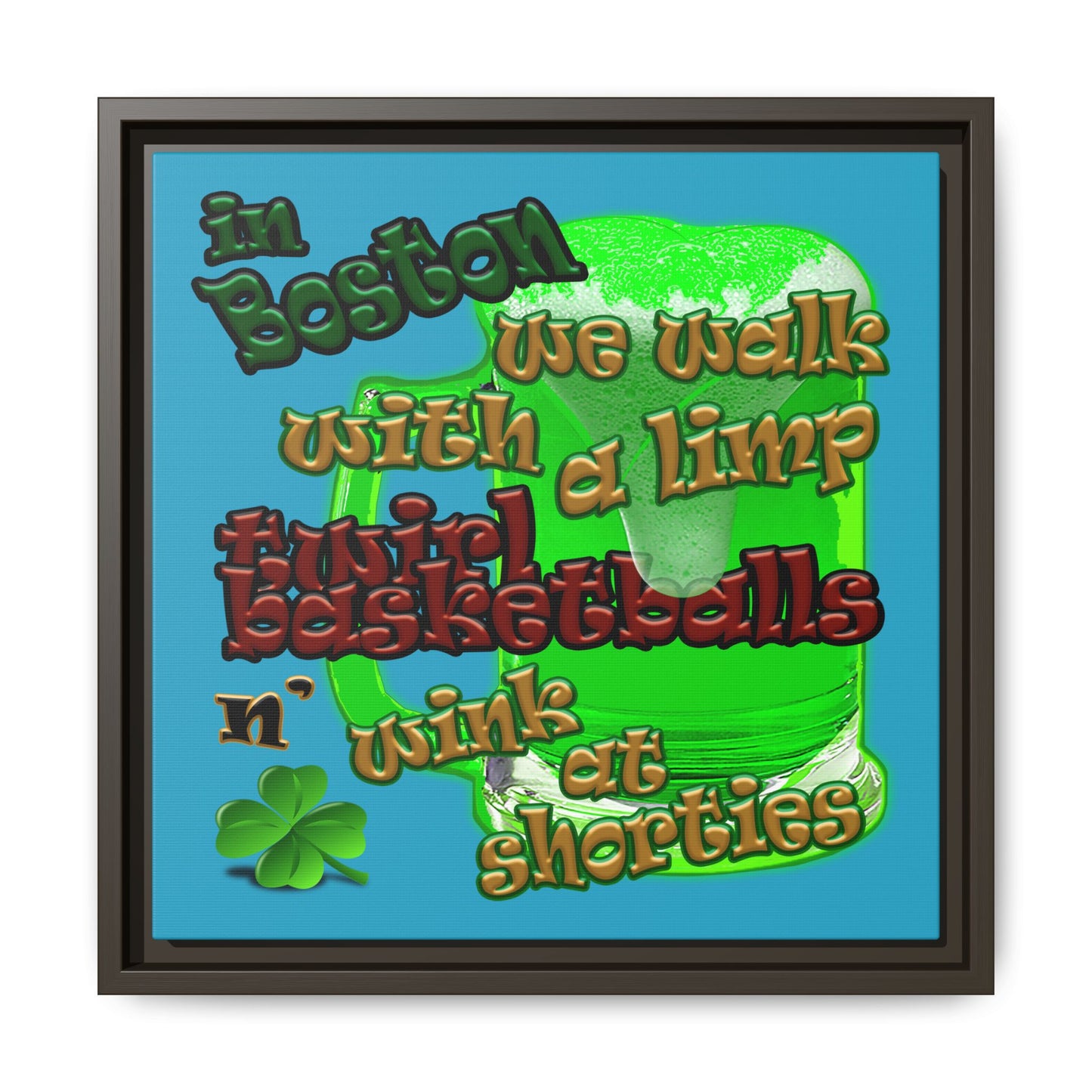celtics logo - framed canvas art (turquoise)