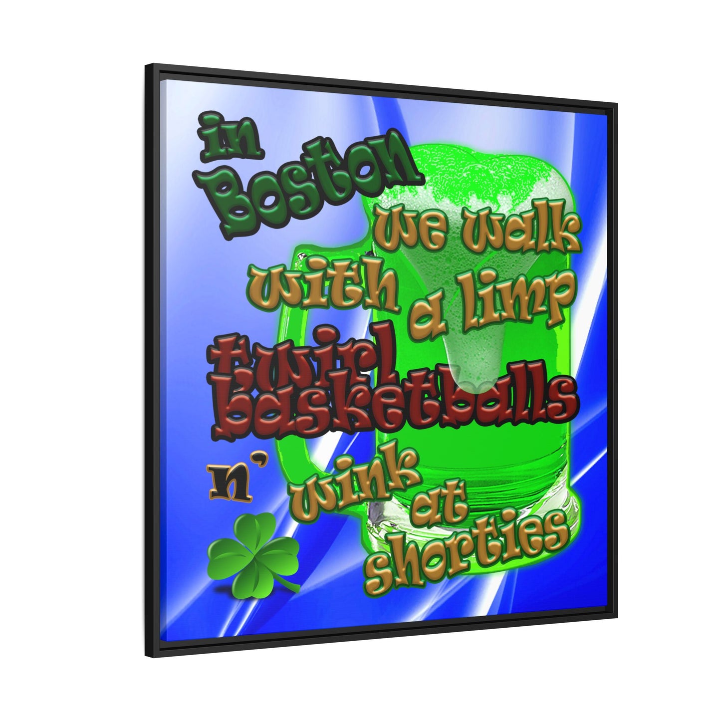 celtics logo - framed canvas art (blue-white wave)