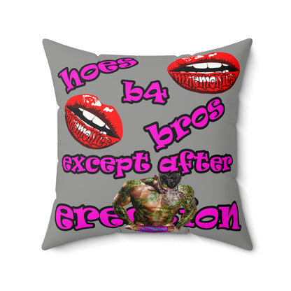 hoes b4 bros - Faux Suede Square Pillow - (grey)