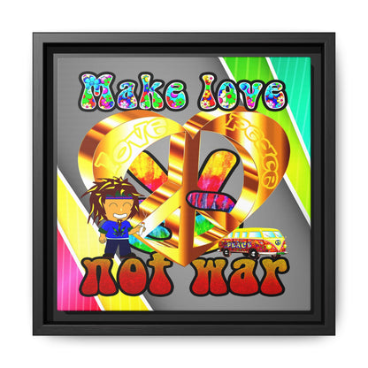love peace - framed canvas art (rainbow split)