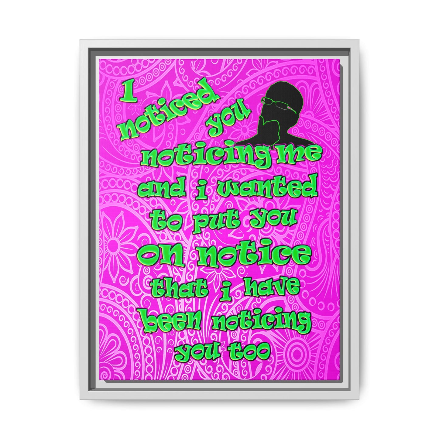 noticed you noticing - framed canvas art (pink swirl)