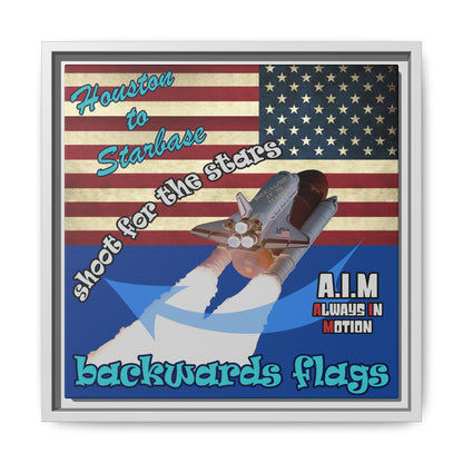 shoot for the stars - framed canvas art (dark blue)