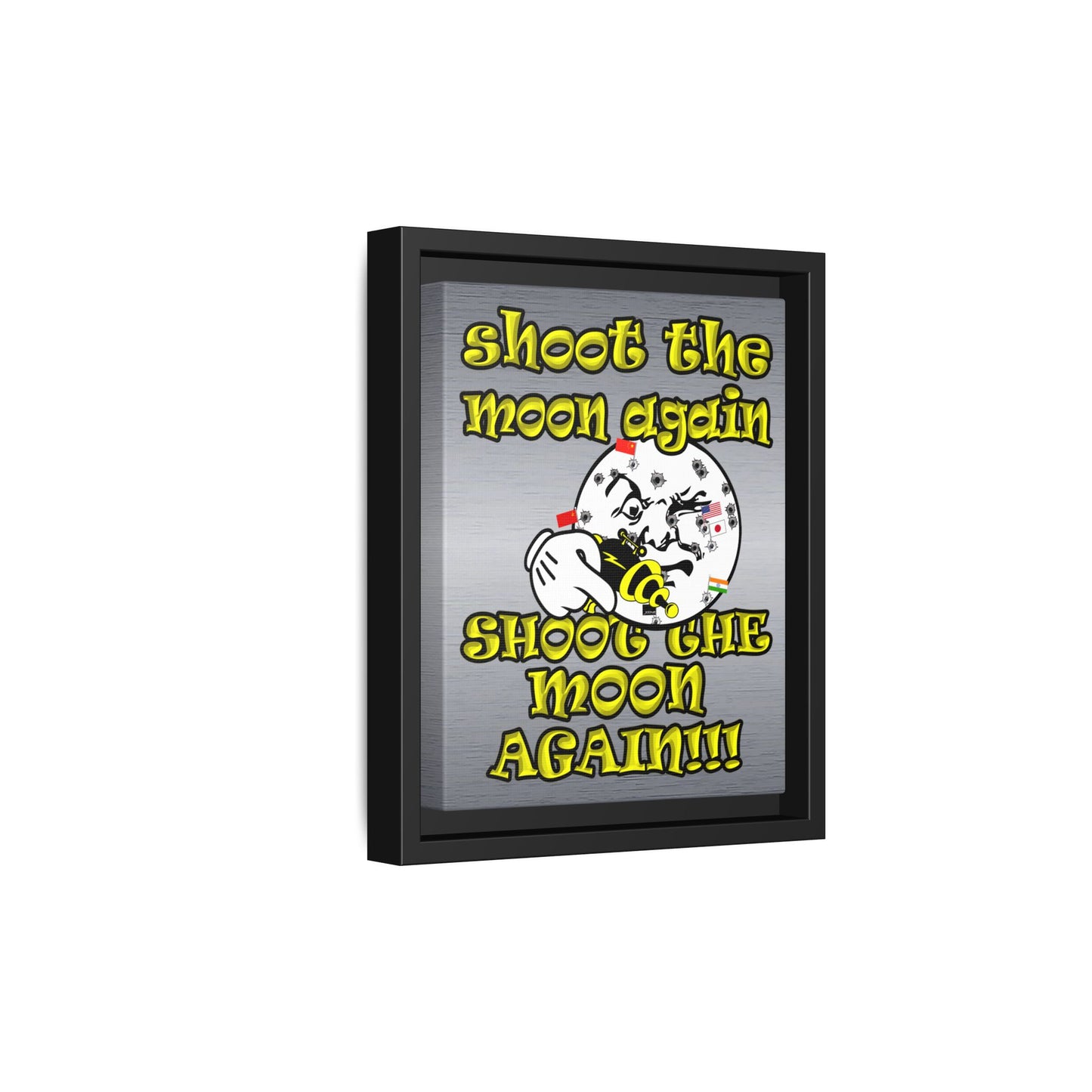 shoot the moon again - framed canvas art (brushed nickel)