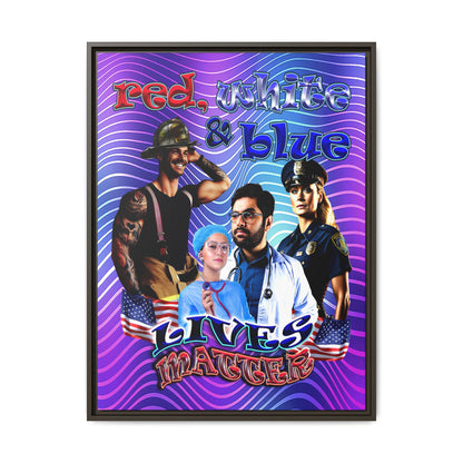 rw&b lives matter - framed canvas art (purple wave)