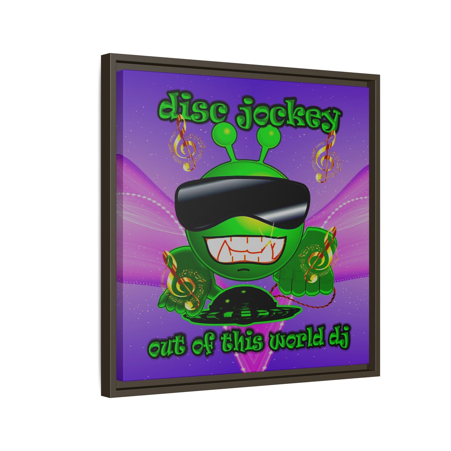 disc jockey - framed canvas art (purple-pink wave)