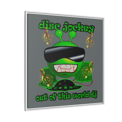 disc jockey - framed canvas art (dark grey)