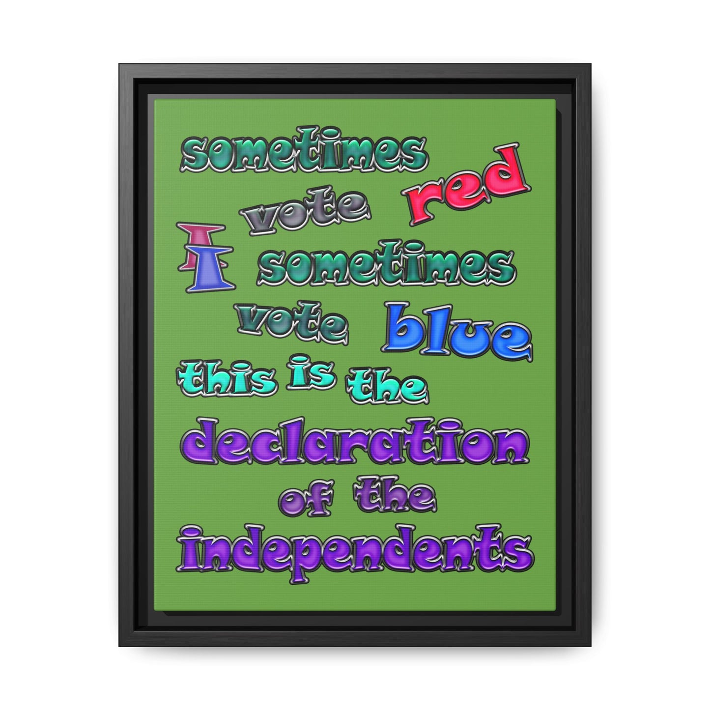 declaration of the independents - framed canvas art (green)